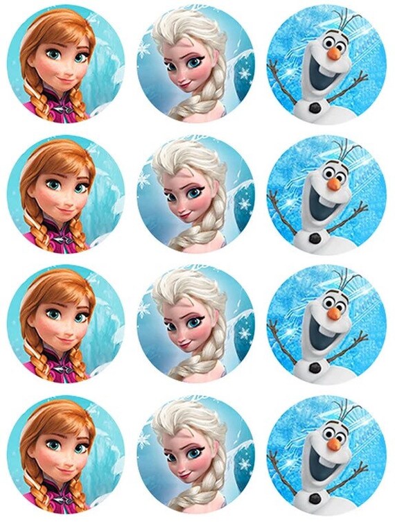 12 X Frozen Elsa Anna Edible Cupcake Topper 4cm Wafer Paper Etsy