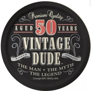 50th Birthday Vintage Edible Cake Topper 16.5cm Round Image Cake Decoration