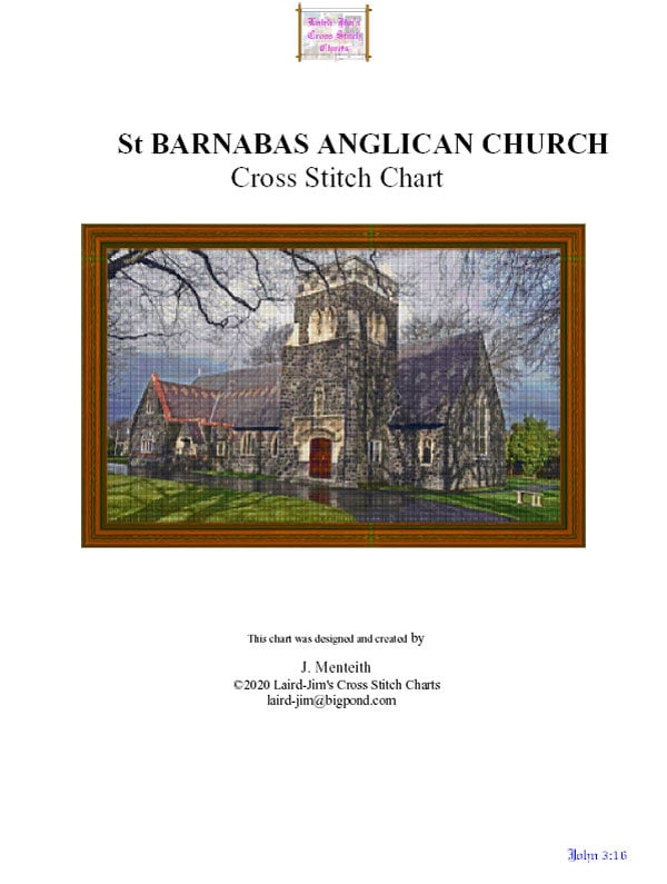 St BARNABAS ANGLICAN CHURCH Cross Stitch Chart Etsy