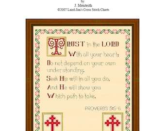 PROVERBS 3:5-6 - cross stitch chart