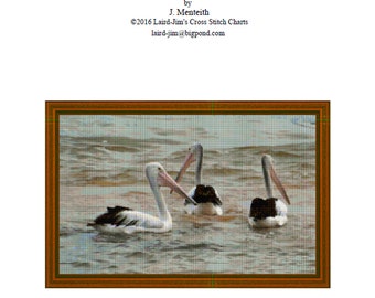 3 PELICANS Cross Stitch Chart