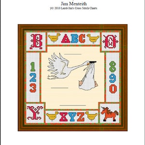 Birth Sampler BOY Cross Stitch Chart