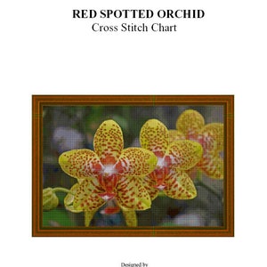 RED SPOTTED ORCHID - cross stitch chart