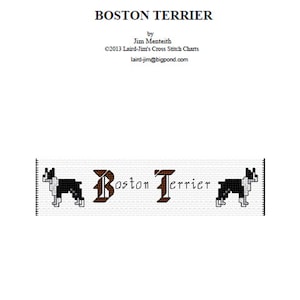 BOOKMARK - BOSTON TERRIER - Cross Stitch Chart