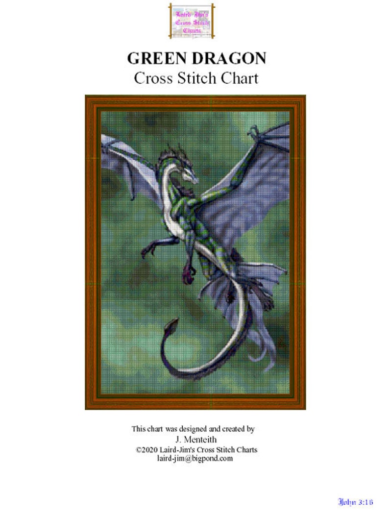 GREEN DRAGON - Cross Stitch Chart - Etsy