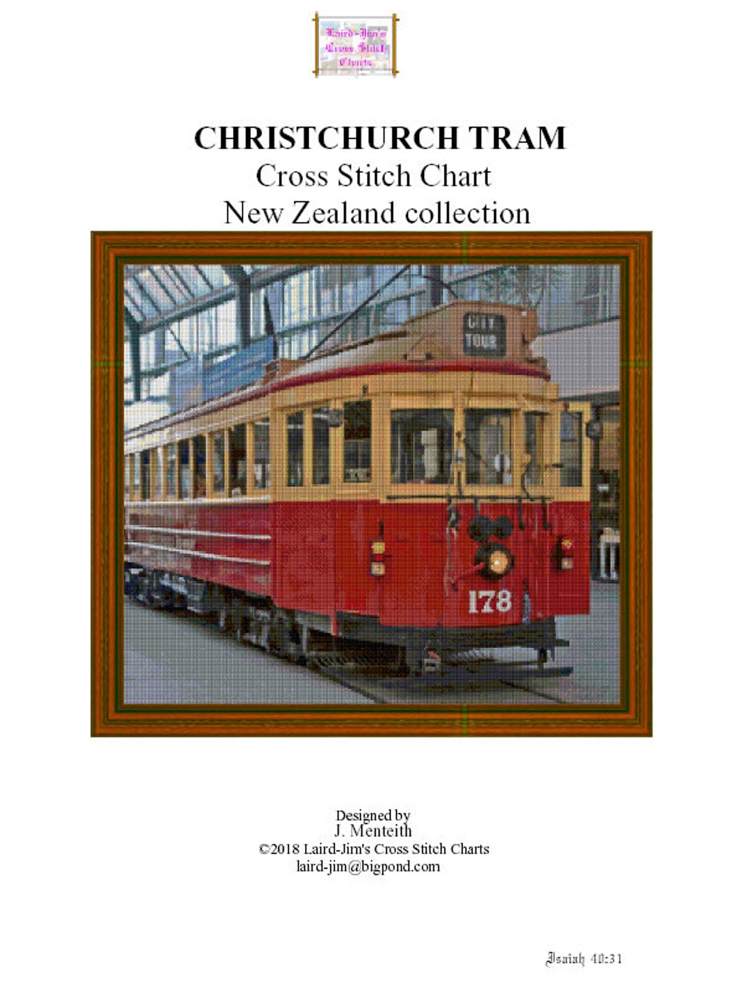 CHRISTCHURCH TRAM Cross Stitch Chart Etsy