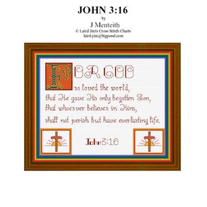 JEAN 3:16 - grille de point de croix