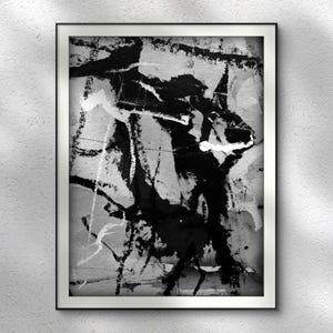 Abstract Nature, Acrylic on Paper, Black and white lines and Brushstrokes. Printable Art, Digital Instant Download, Abstract Digital Print