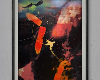 Space Nebula Acrylic Painting: Abstract Nature Art (Digital Download)