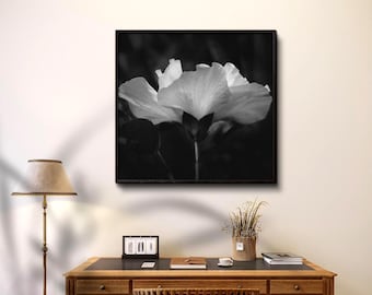 Black and White Flower Photograph. Elegant Floral Wall Art. Digital instant download, Printable art.