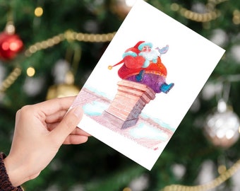 Greeting card - Santa Claus is too greedy! -
