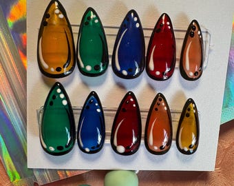 Long Stiletto Shape POP GEL Rainbow Glossy Press On Nails | Glue On Nails | Long Nails | Stick On Nails | Fake Nails | Rainbow | Summer