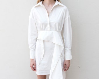 CASA Shirt Dress - Asymmetrical white shirt