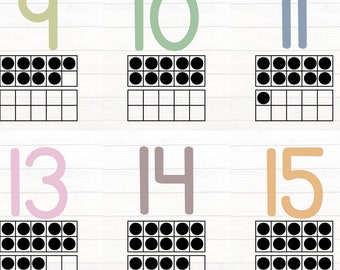 Shiplap Number Wall Cards Printable, Ten Frame Wall Cards, 0-20