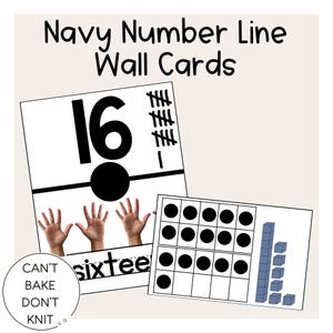 Navy Number Line, Math Way Counting, Tallies, Ten Frames, Number Wall Cards 0-20