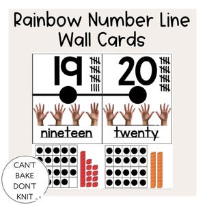 Rainbow Number Line, Math Way Counting, Tallies, Ten Frames, Number Wall Cards 0-20