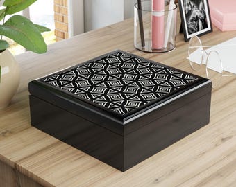 ヴィンテージホリデージュエリーボックス：光沢のあるタイルの記念品