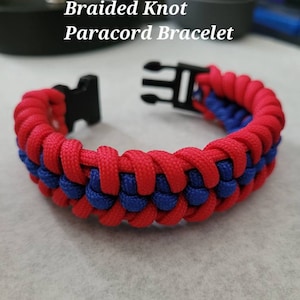 Red and Blue Braided Knot Paracord Bracelet
