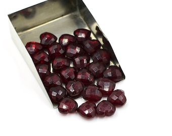 Heart Shape Garnet Gemstone Beads 8mm Heart Brilliant Cut Faceted Beads DIY Jewelry Drill Beads Briolette Stone Red Garnet Birthstone Beads