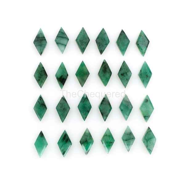 Natural Emerald Faceted Diamond Shape 5X10 mm Cabochon Slice Cut Gemstone Beads For Jewelry Both Side Diamond Cut Gemstone DIY Loose Stones