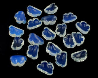 Opalite Cloud Gemstone Cabochon, Hand Carved Cloud Shape for Jewelry Making, Smooth Loose Bead with Drill Stone for Jewelry Carving Supplies