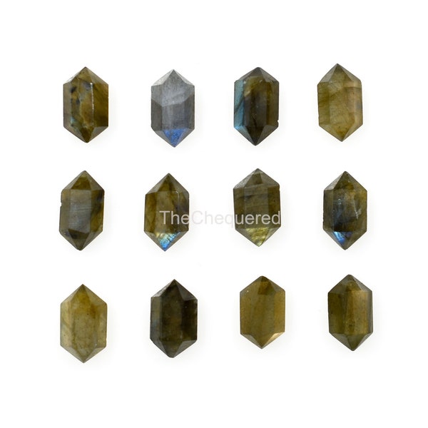 High-Quality Labradorite Gemstone Pointers, 5x10 mm Hand-Faceted Loose Double Terminated Pointer, Blue Flashy Briolettes