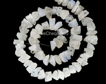 Rainbow Moonstone Gemstone Loose Nugget Beads Strand, Crystal Raw Rough Chips Wholesale Pricing, 4 to 15 mm Bulk Raw Bead, 13 Inches Strand