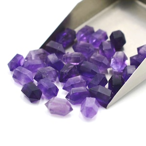 Amethyst Double Terminated Carved Point, Small Amethyst Point For Pendant, 6x12 mm Faceted Mini Point Wand Healing Jewelry Making Stone