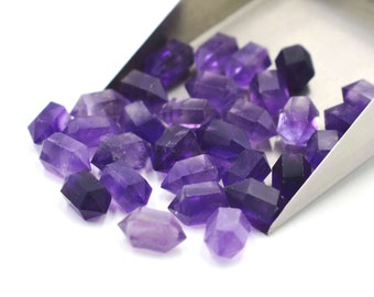 Amethyst Double Terminated Carved Point, Small Amethyst Point For Pendant, 6x12 mm Faceted Mini Point Wand Healing Jewelry Making Stone