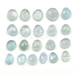 Natural Aquamarine Faceted Rose Cut Gemstone, Brilliant Cut Cabochons For Ring Jewelry Making, 6x8 to 10x12 mm Aquamarine Rose Cut Slice