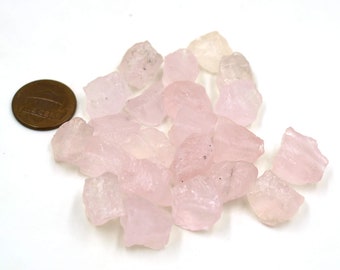 Natural Healing Quartz Raw Rough Stone, Rose Quartz Drill Rough Beads, 10 to 15 mm Unpolished Rough Quartz Stone For Jewelry, 5 Pieces