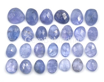 Faceted Tanzanite Cabochons, Rose Cut Gemstone Lot (6x7 to 10x12 mm)
