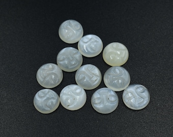 Maangezicht gesneden maansteen, gekalibreerd rond volle maan gezicht gesneden edelstenen voor sieraden, witte maansteen cabochon gesneden edelsteen gezicht