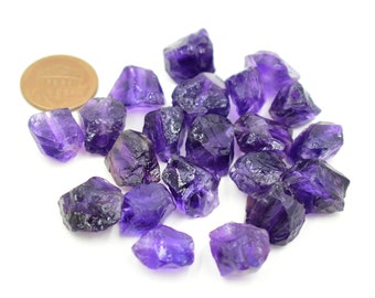 February Birthstone Rough For Pendant, Amethyst Raw Rough Gemstone Beads, 2 mm Center Drill Raw Crystal, Healing Jewelry Making Raw Stone