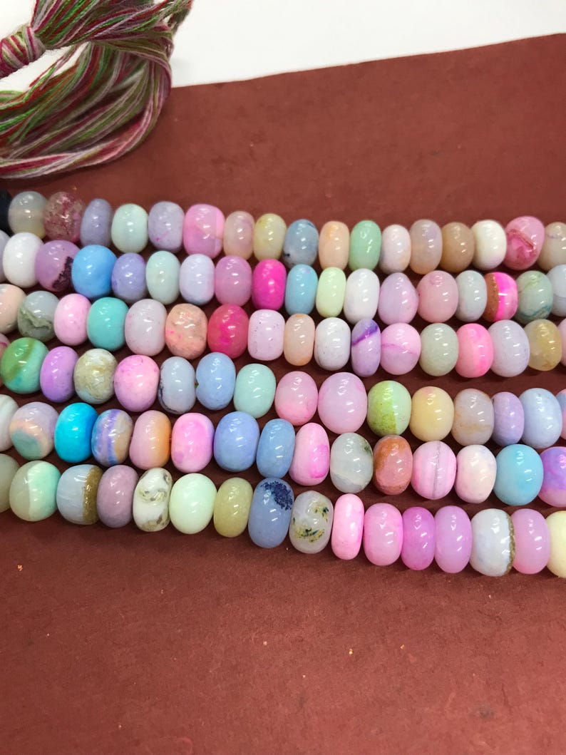 Multi Opal Rondelle Pärlor Bulksträngar Leverans, Färgglada Ädelstenspärlor (7-10 mm) 8" Strand