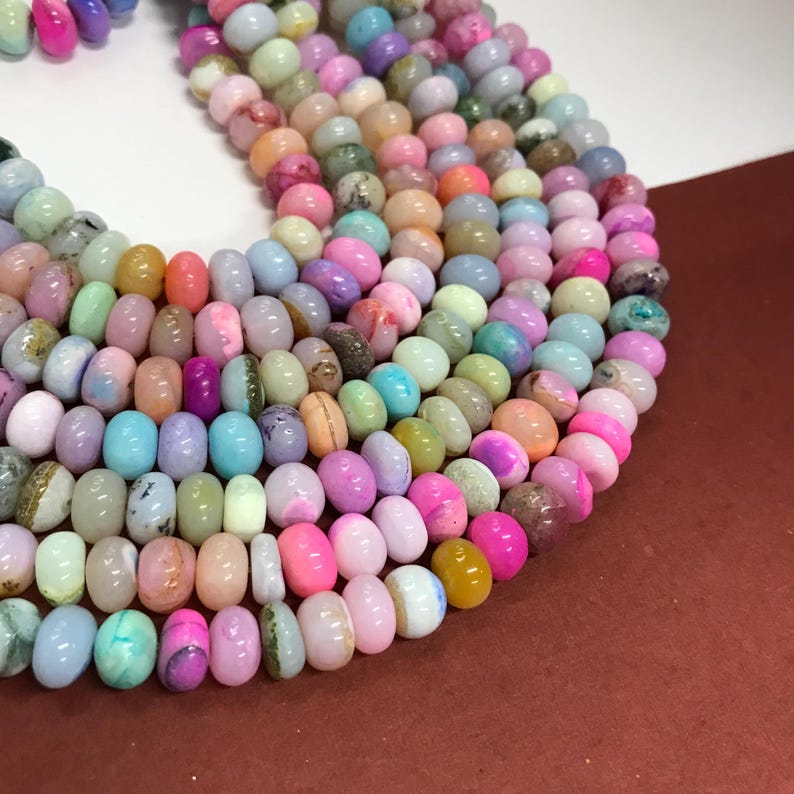 Multi Opal Rondelle Pärlor Bulksträngar Leverans, Färgglada Ädelstenspärlor (7-10 mm) bild 9