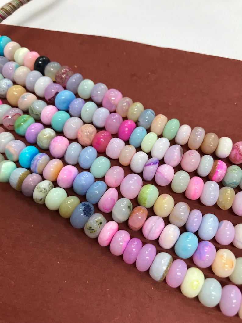Multi Opal Rondelle Pärlor Bulksträngar Leverans, Färgglada Ädelstenspärlor (7-10 mm) bild 5