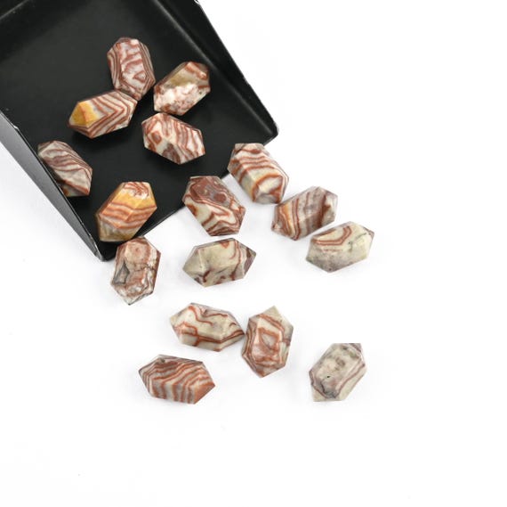 Lake Superior Agate Double Terminated Wand Loose Gemstone Beads, Natural Crystal Agate Point Stones for Jewelry Making & Healing