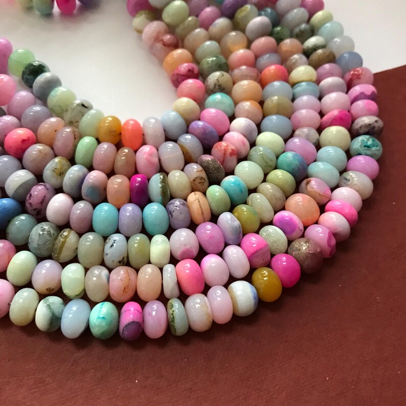 Multi Opal Rondelle Pärlor Bulksträngar Leverans, Färgglada Ädelstenspärlor (7-10 mm) bild 8
