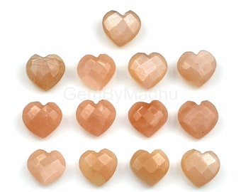 10 mm Peach Moonstone Heart Briolette Beads, Fancy Jewelry Making Loose Carved Stone Beads, Carving Crystal For Ornaments And Crafts