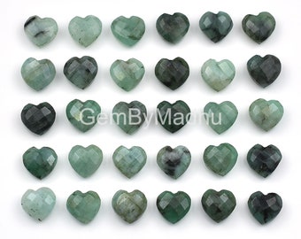 Kleine smaragdgroene hartedelsteen, gefacetteerde smaragdgroene briolettekralen, 10 mm fancy hartsnijsteen voor oorbellen, smaragdgroene snijkralen