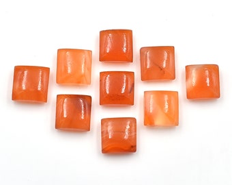 12  MM Square Shape Briolette Gemstone, Real Carnelian Plain Polished Briolette, Calibrated Carnelian Smooth Gemstone For Making, 2 Pieces
