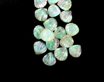 Mother of Pearl Crystal Doublet Carved Shell Beads, 13.5mm Gemstone Beads for Jewelry Making