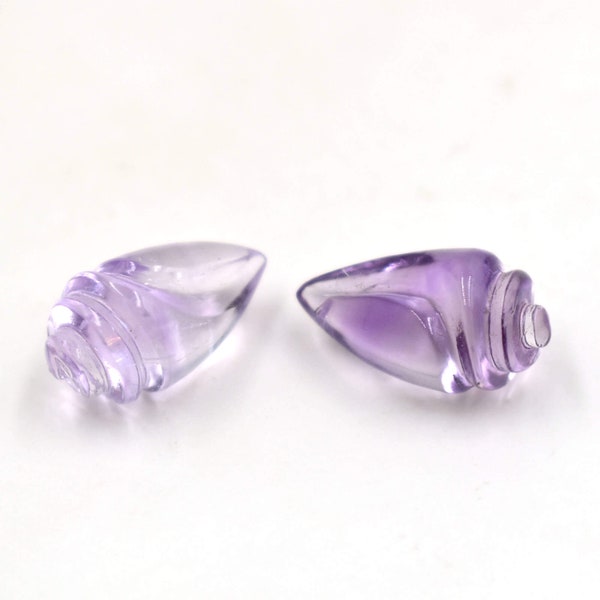 Amethyst Conch Shell Carved Stone For Pendant, 11x21 mm Fancy Shell Carving Gems, Amethyst Crystal Carved Briolette Gems