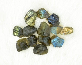 Raw Labradorite Gemstone, Blue Fire Rough, Loose Stone (4 to 15 MM, 10 Pieces)