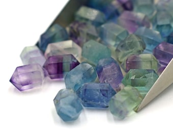Multi Fluorite Double Terminated Point, Colorful Gemstone Points for Making Jewelry, Hexagonal Faceted Crystal Point, 6x12 mm Small Points