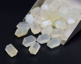 Faceted White Moonstone Point, 6x12mm Double Terminated Gemstone, Earring Making (2 Pieces)