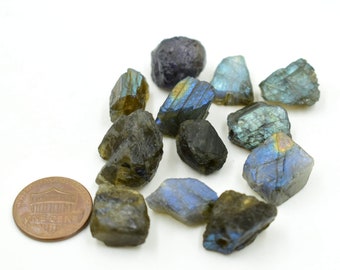 Labradorite Raw 10 to 15 mm Drill Rough Mineral Specimen, Labradorite Drill Loose Raw Rough Gemstone, 5 Pieces Set