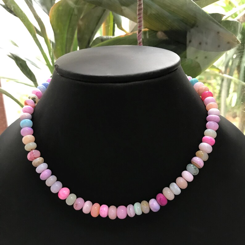 Multi Opal Rondelle Pärlor Bulksträngar Leverans, Färgglada Ädelstenspärlor (7-10 mm) 16" Necklace