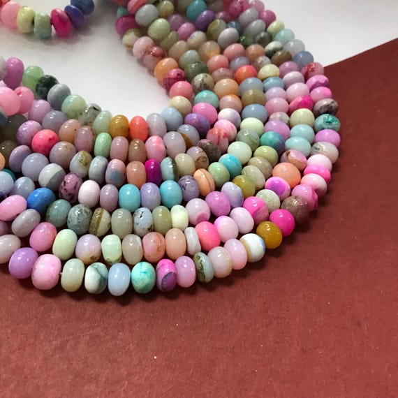 Multi Opal Rondelle Beads Bulk Strands Supply, Colorful Gemstone Beads (7-10 mm)